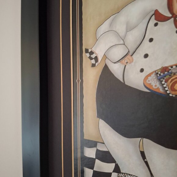 Fat Chef Italian With Puppy Wall Art Shadowbox Print Framed 42cm x 34cm - Picture 4 of 5